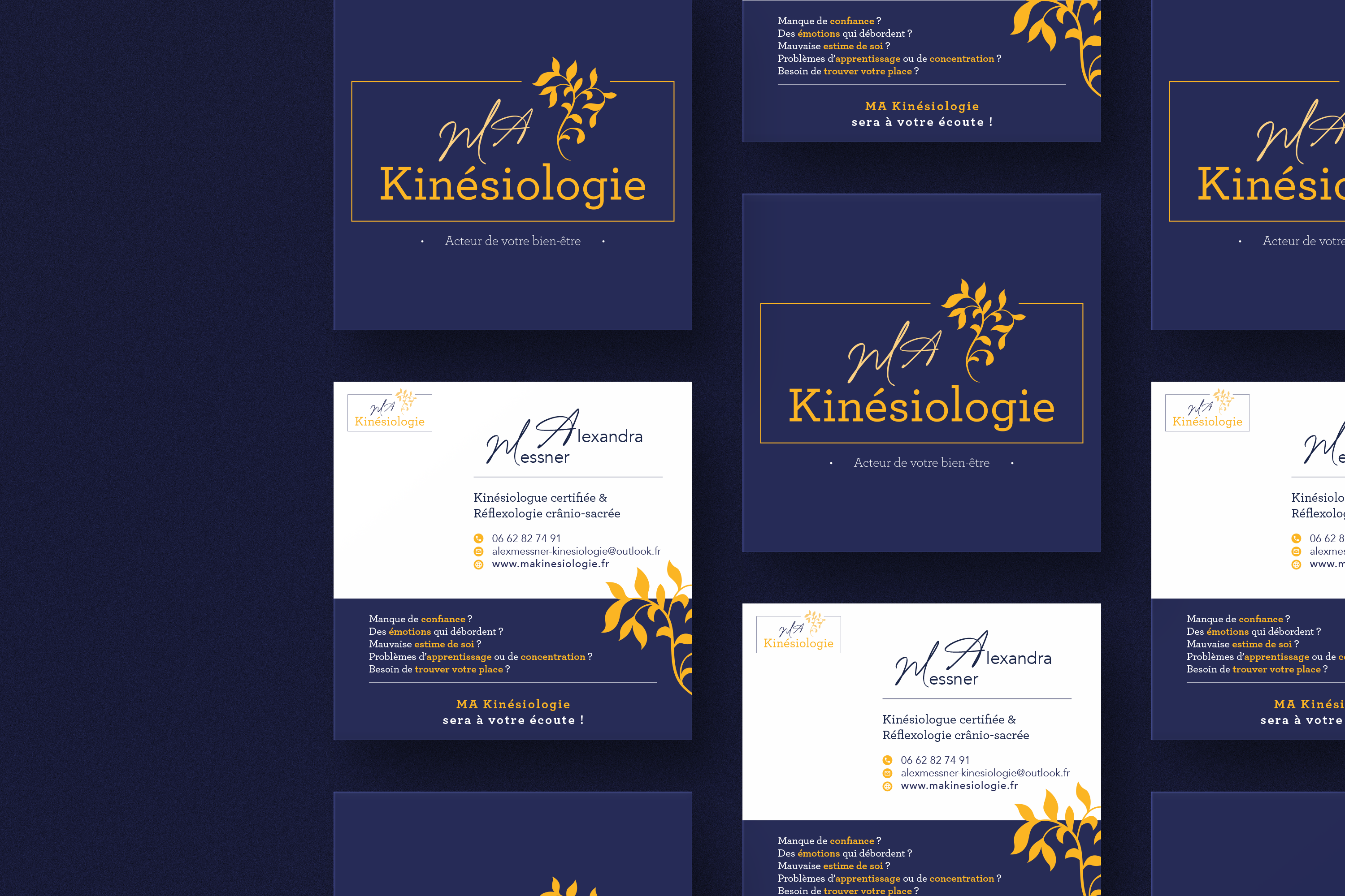 flyers carré kinesiologue nineteen three agency - logo kinésiologie